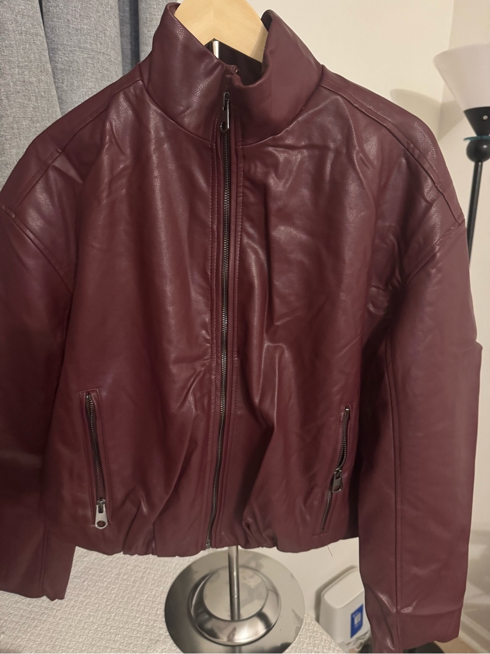 Willow Men's Burgundy Leather Bomber Jacket